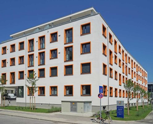 Lüfftungsanlage freeair im MFZ Giesing Fassade