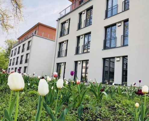 Gartenansicht_Microappartements_wichtige Schalldämmung Gartenansicht der Microappartements