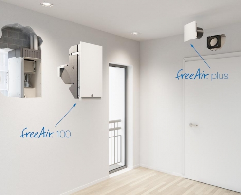 Leichter Einbau dezentrales Lüftungssystem freeAir