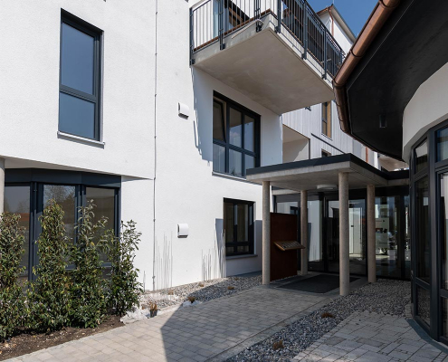 Außenhauben im Eingangsbereich des SeniorenQuartier