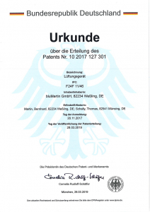 Patenturkunde Lüftungsgerät
